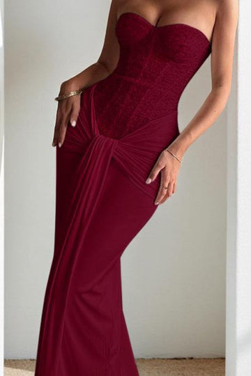 Opulent Muse Strapless Corset Drape Maxi Gown