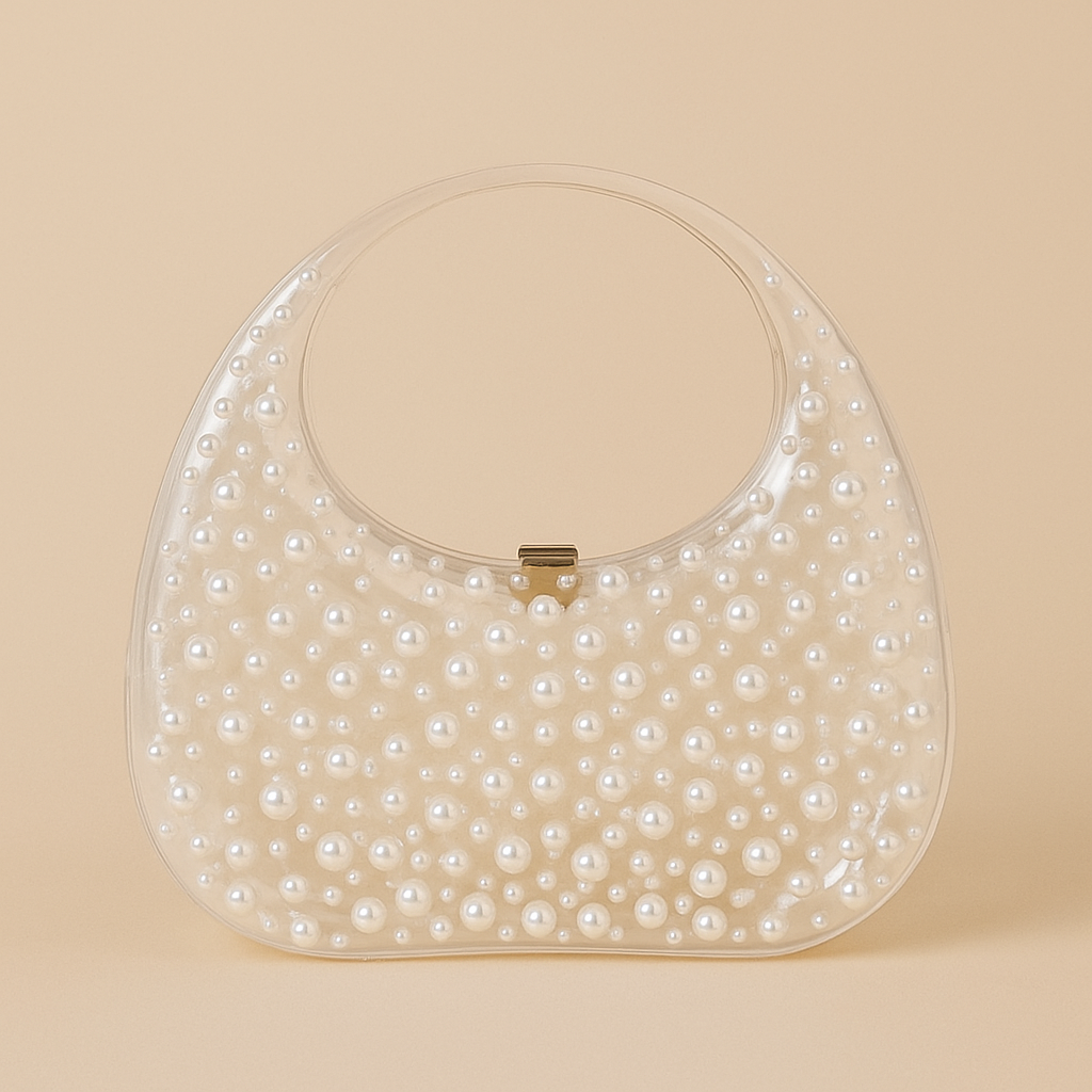 Pearl Reverie Transparent Pearl-Embellished Handbag