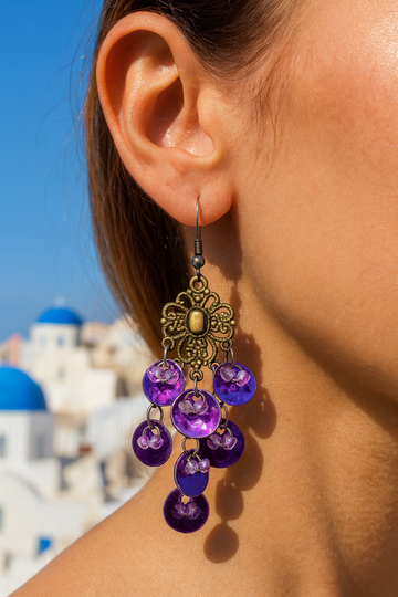 Pendientes colgantes de amatista boho bloom