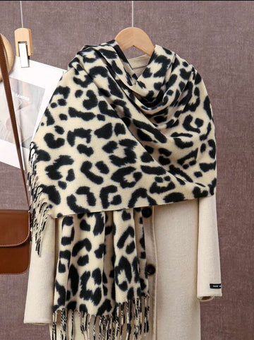 Wild Whisper Luxe Leopard Print Winter Scarf