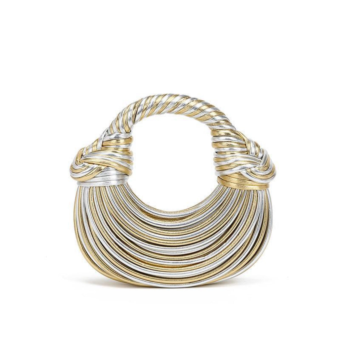 Aurora Twist Metallic Sculpted Handle Handbag
