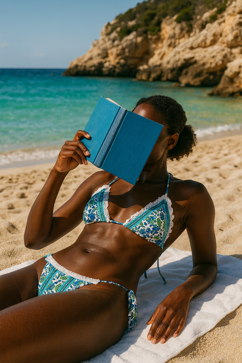 Boho Floral 3-Piece Bikini Set – Lace-Trim Triangle Bikini with Matching High-Waist Cover-Up Pants