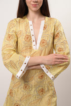 MYRA Yellow Embroidered Dress