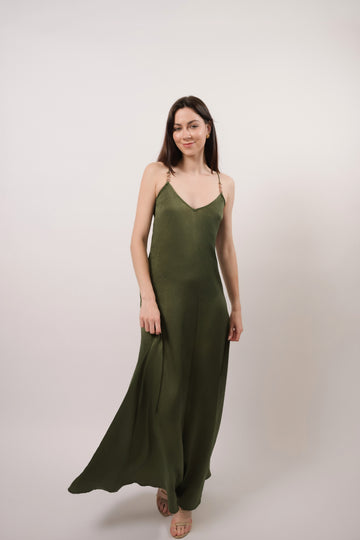 Anaya Long Green Flow Dress
