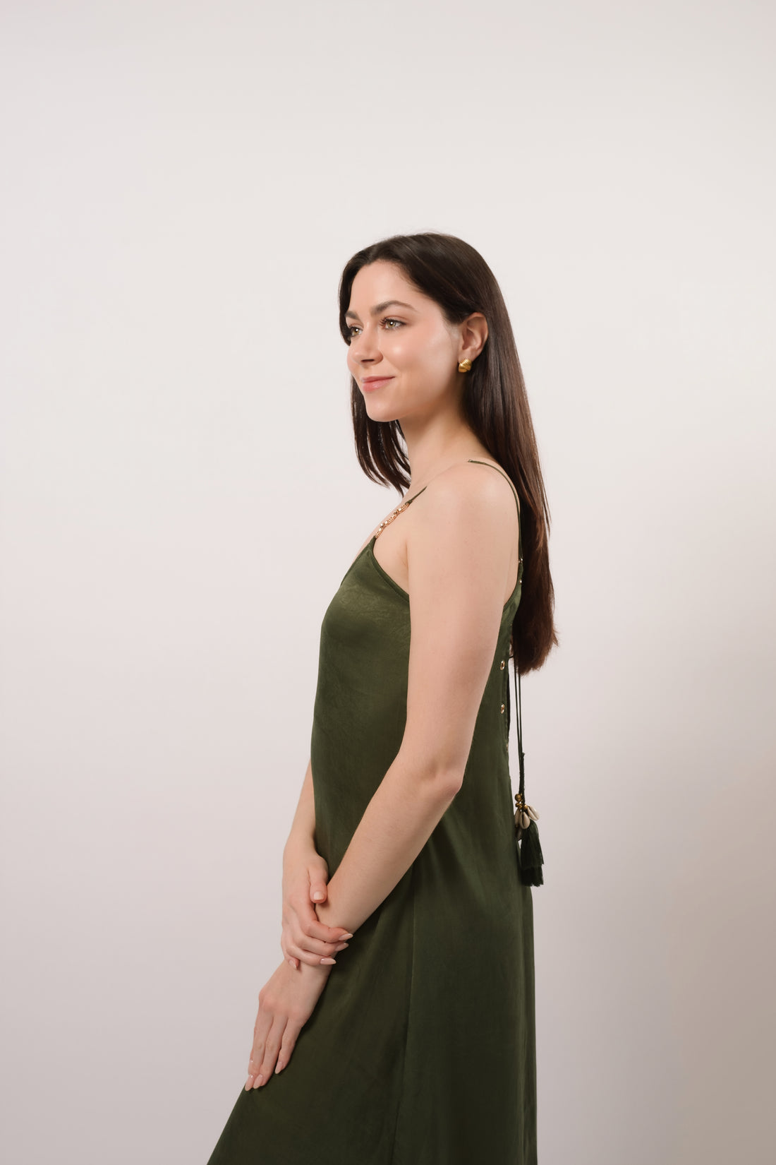 Anaya Long Green Flow Dress