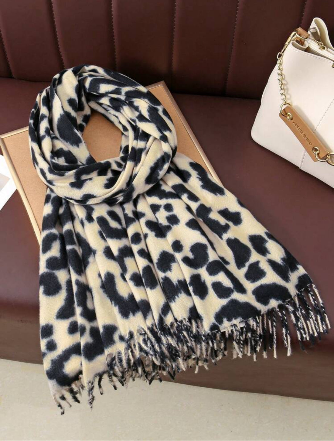 Wild Whisper Luxe Leopard Print Winter Scarf