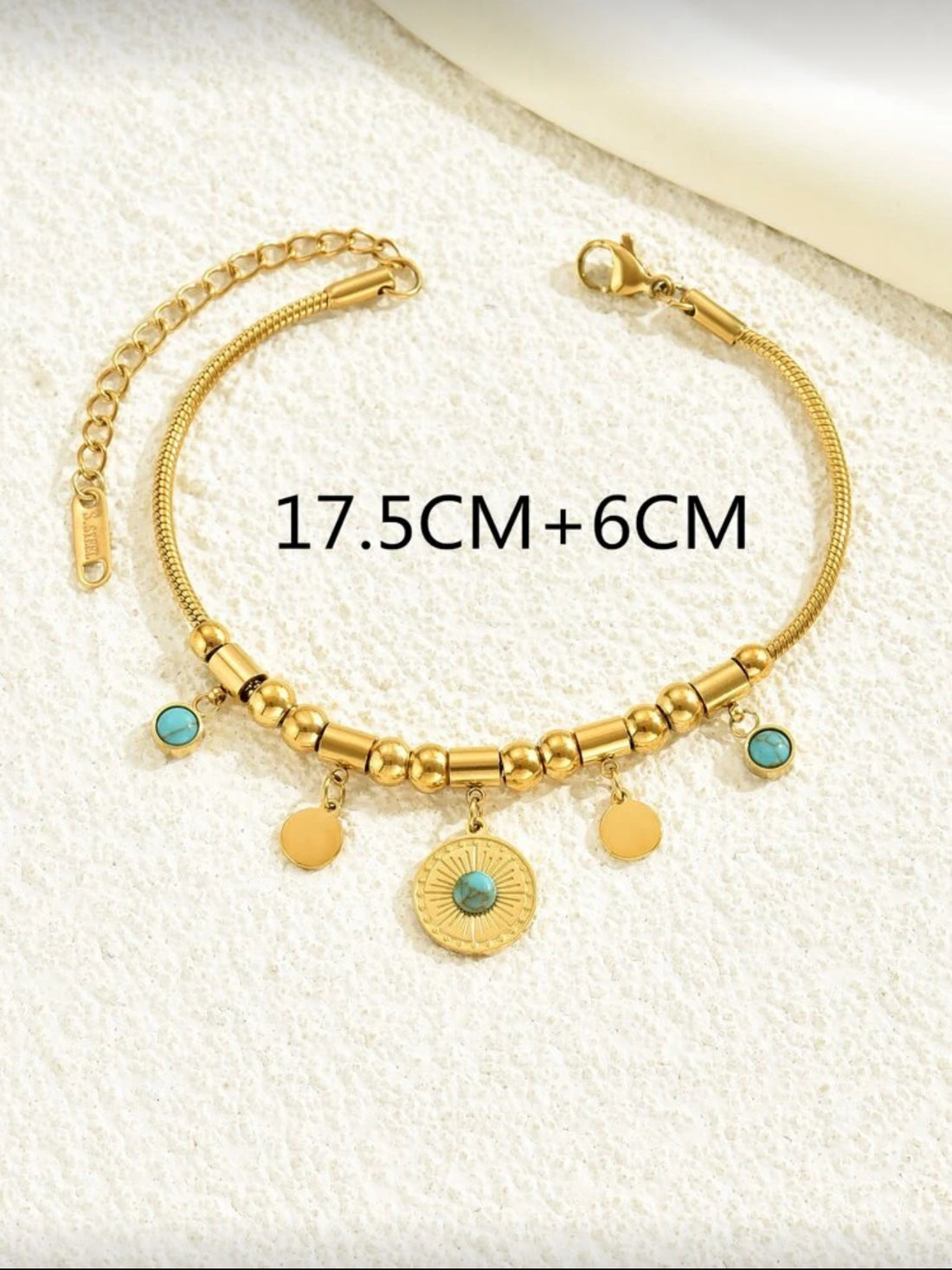 Azure Sun Charm Beaded Gold Bracelet