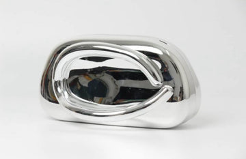 Luna Chrome Clutch – Sculpted Metallic Evening Bag, Modern Statement Accessory with High-Gloss Finish